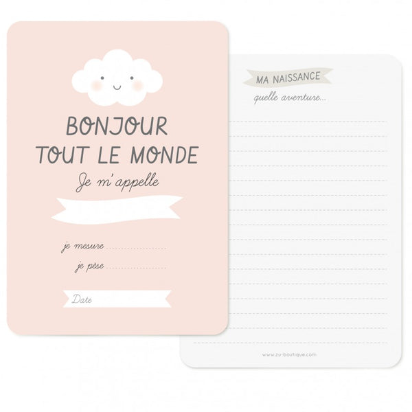 CARTE "BONJOUR TOUT LE MONDE" - ROSE
