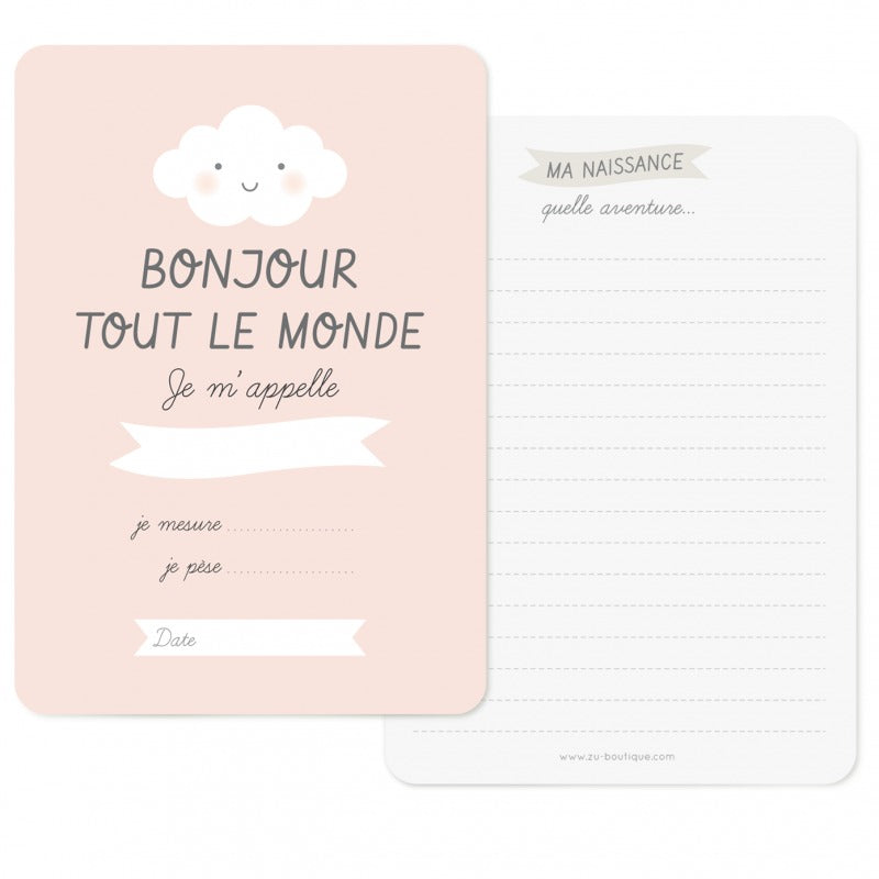 CARTE "BONJOUR TOUT LE MONDE" - ROSE